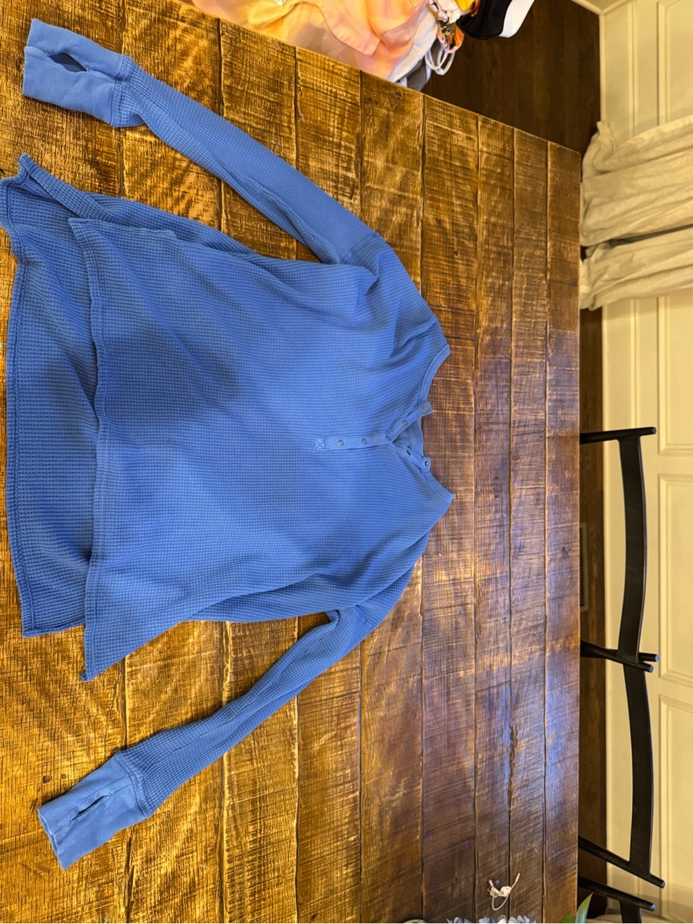 Blue Offline Long Sleeve Henley Top